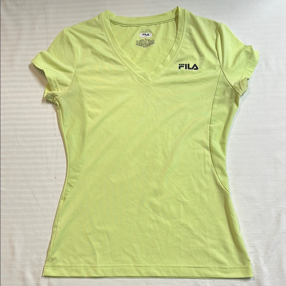Fila Women's Lime Green V-Neck Top